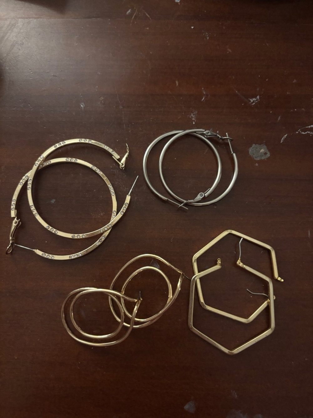 Gold and Silver Mixed Metal Hoop Earring Bundle (4 pairs)